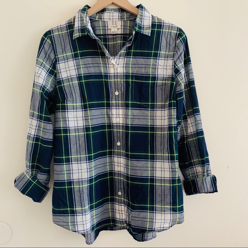J. Crew Plaid Button Up Top